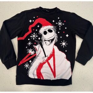 Disney‎ Nightmare Before Christmas Sweatshirt Mens M Black Jack Skellington Good